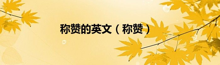 称赞的英文（称赞）