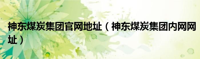 神东煤炭集团官网地址(神东煤炭集团内网网址)