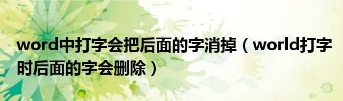 word中打字会把后面的字消掉(world打字时后面的字会删除)