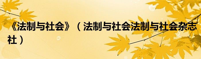 《法制与社会》(法制与社会法制与社会杂志社)