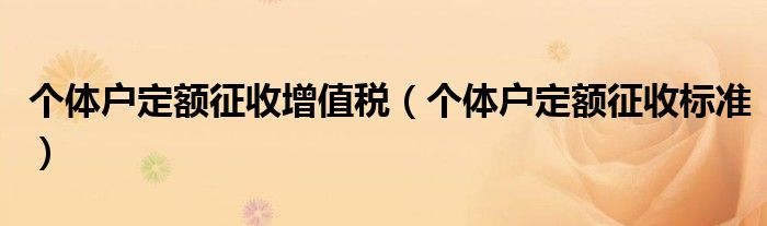 个体户定额征收增值税(个体户定额征收标准)