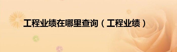 工程业绩在哪里查询(工程业绩)