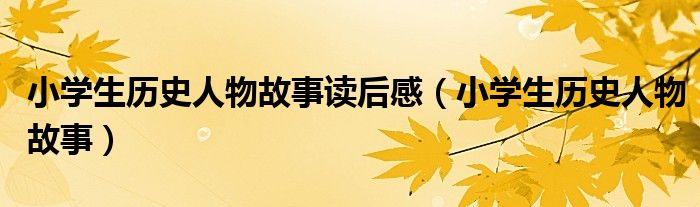 小学生历史人物故事读后感(小学生历史人物故事)
