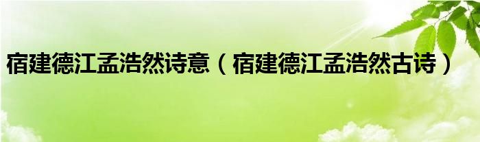 宿建德江孟浩然诗意(宿建德江孟浩然古诗)
