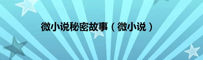 微小说秘密故事（微小说）