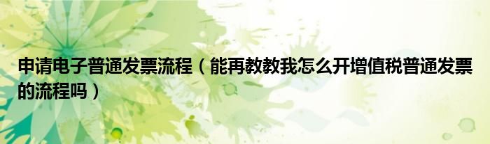 申请电子普通发票流程(能再教教我怎么开增值税普通发票的流程吗)