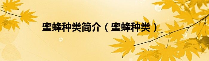 蜜蜂种类简介(蜜蜂种类)