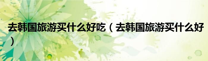 去韩国旅游买什么好吃(去韩国旅游买什么好)
