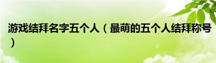 游戏结拜名字五个人(最萌的五个人结拜称号)