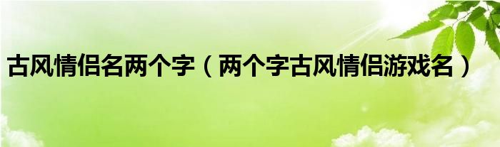 古风情侣名两个字(两个字古风情侣游戏名)