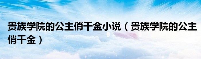 贵族学院的公主俏千金小说(贵族学院的公主俏千金)