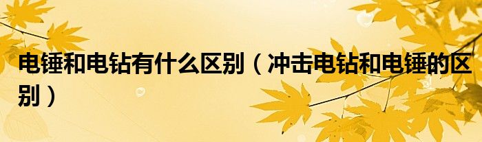 电锤和电钻有什么区别(冲击电钻和电锤的区别)
