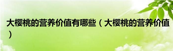 大樱桃的营养价值有哪些(大樱桃的营养价值)