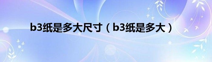 b3纸是多大尺寸(b3纸是多大)