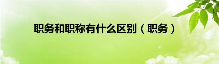 职务和职称有什么区别(职务)