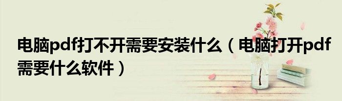 电脑pdf打不开需要安装什么(电脑打开pdf需要什么软件)