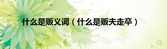 什么是贩义词(什么是贩夫走卒)