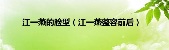 江一燕的脸型(江一燕整容前后)