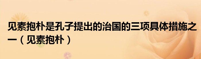 见素抱朴是孔子提出的治国的三项具体措施之一(见素抱朴)
