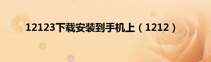 12123下载安装到手机上(1212)