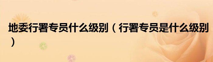 地委行署专员什么级别(行署专员是什么级别)