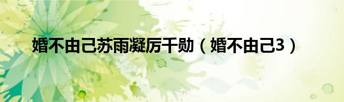 婚不由己苏雨凝厉千勋(婚不由己3)
