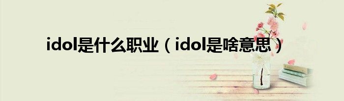 idol是什么职业(idol是啥意思)