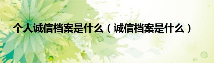 个人诚信档案是什么(诚信档案是什么)