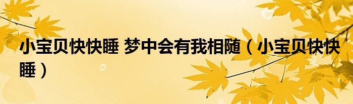 小宝贝快快睡 梦中会有我相随(小宝贝快快睡)