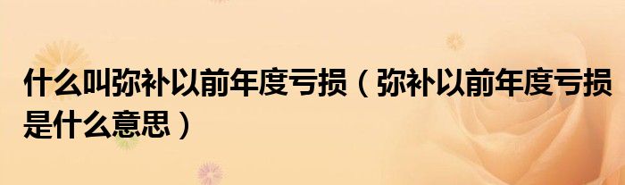 什么叫弥补以前年度亏损(弥补以前年度亏损是什么意思)