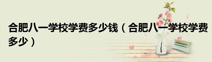 合肥八一学校学费多少钱(合肥八一学校学费多少)