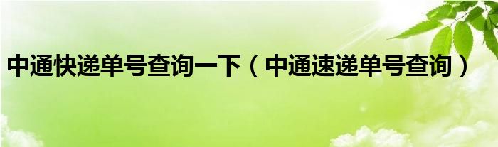 中通快递单号查询一下(中通速递单号查询)