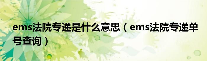 ems法院专递是什么意思(ems法院专递单号查询)