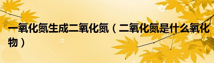 一氧化氮生成二氧化氮(二氧化氮是什么氧化物)