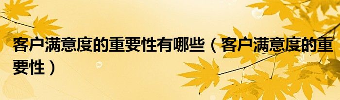 客户满意度的重要性有哪些(客户满意度的重要性)