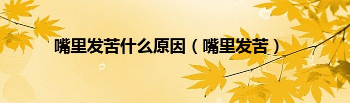 嘴里发苦什么原因(嘴里发苦)