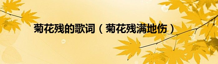 菊花残的歌词(菊花残满地伤)