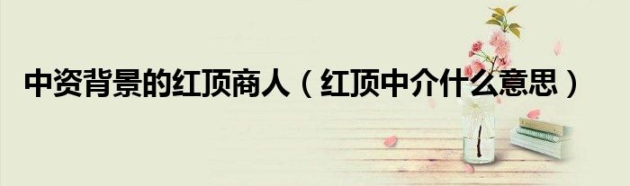 中资背景的红顶商人(红顶中介什么意思)