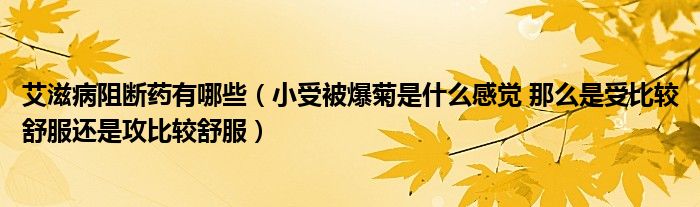 艾滋病阻断药有哪些(小受被爆菊是什么感觉 那么是受比较舒服还是攻比较舒服)