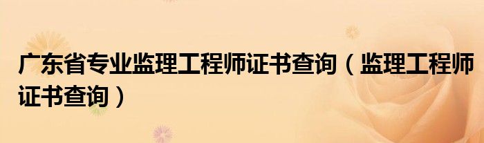 广东省专业监理工程师证书查询(监理工程师证书查询)