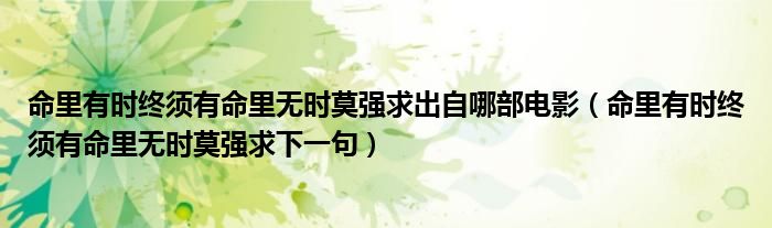 命里有时终须有命里无时莫强求出自哪部电影(命里有时终须有命里无时莫强求下一句)