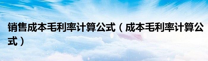 销售成本毛利率计算公式(成本毛利率计算公式)