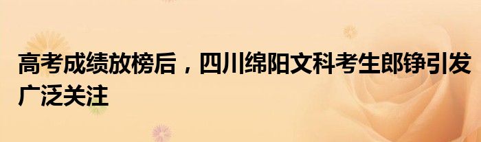高考成绩放榜后,四川绵阳文科考生郎铮引发广泛关注