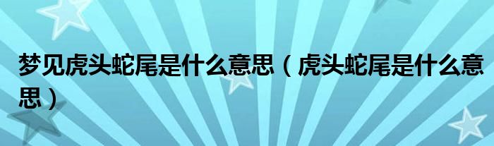 梦见虎头蛇尾是什么意思(虎头蛇尾是什么意思)