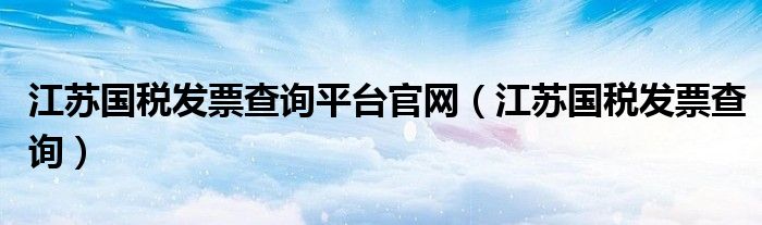 江苏国税发票查询平台官网(江苏国税发票查询)