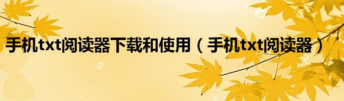 手机txt阅读器下载和使用(手机txt阅读器)