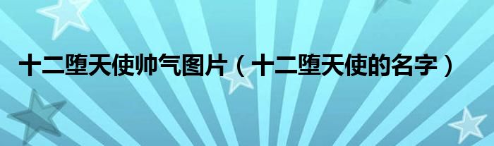 十二堕天使帅气图片(十二堕天使的名字)