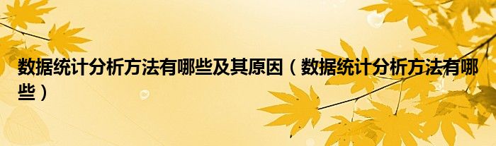 数据统计分析方法有哪些及其原因(数据统计分析方法有哪些)