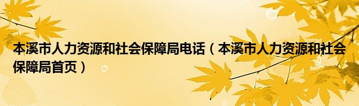 本溪市人力资源和社会保障局电话(本溪市人力资源和社会保障局首页)