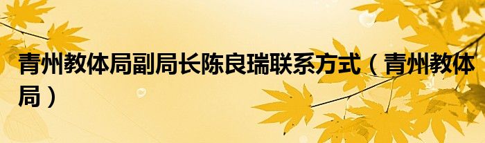青州教体局副局长陈良瑞联系方式(青州教体局)
